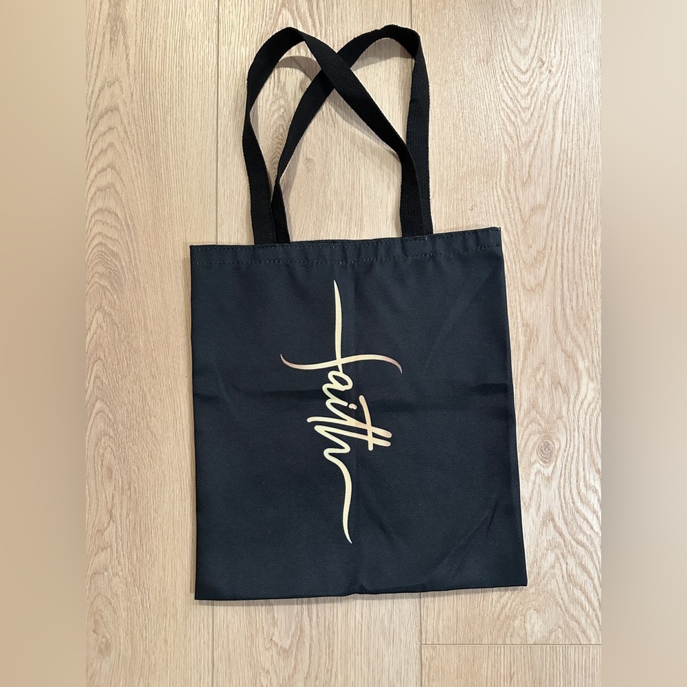 NWT “FAITH” Black and Gold Tote Bag 💼🙏🏼✝️❤️